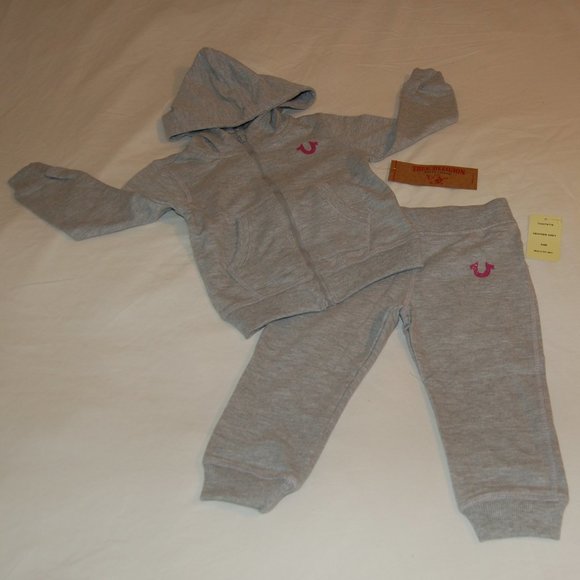 True Religion	Baby Girl Zip Up Hoodie & Sweatpants - Picture 1 of 6